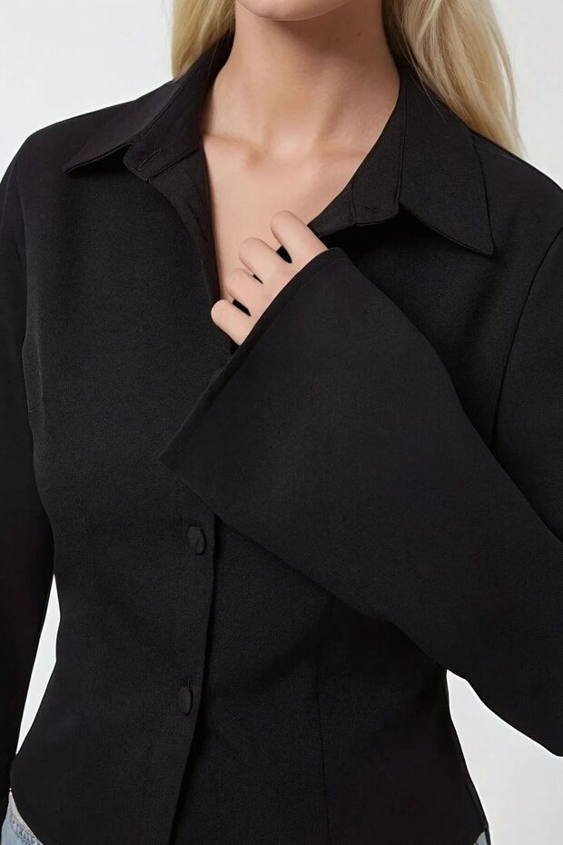 Fitted Uzun Kollu Pamuklu Gömlek - 3