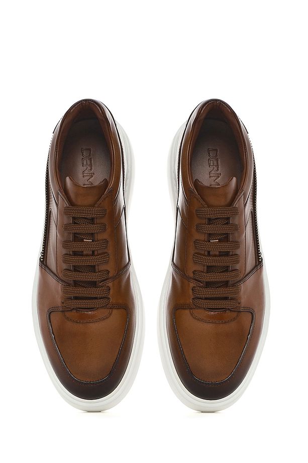Erkek Taba Bağcıklı Kalın Tabanlı Deri Sneaker 25SFD724218 - 7