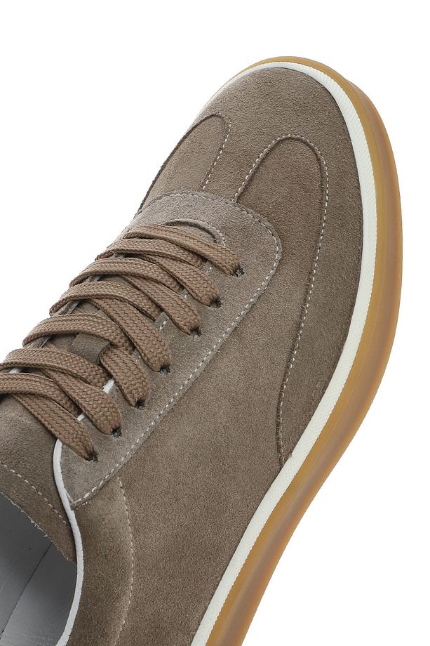 Erkek Bej Bağcıklı Süet Deri Sneaker 25SFD641910 - 8