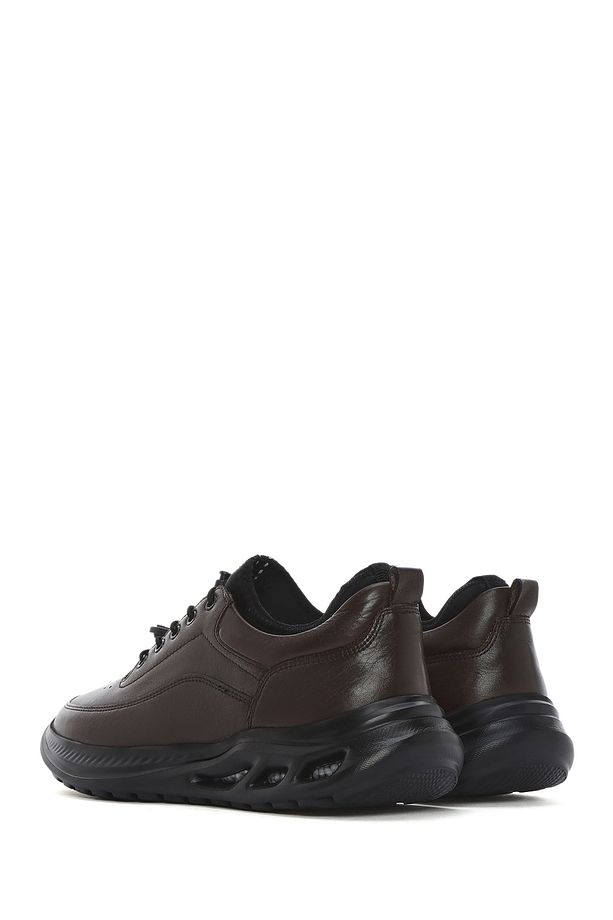 Erkek Kahverengi Bağcıklı Kalın Tabanlı Deri Sneaker 25SFD641018 - 5