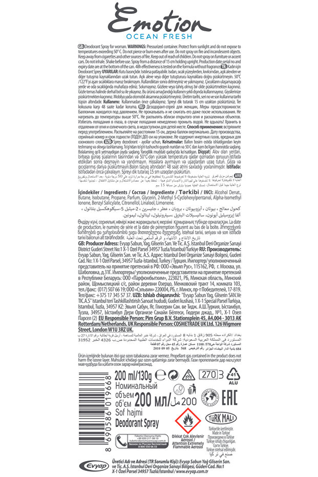 Ocean Fresh Kadın Alüminyumsuz Vegan Deodorant 5x200 Ml Hızlı Kurur, Leke Bırakmaz - 7