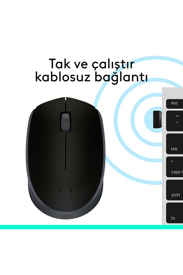 M171 USB Alıcılı Kablosuz Kompakt Mouse - Siyah - 8