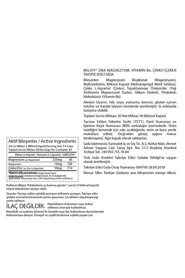 ZMA Bitkisel Veggie Kapsül | Çinko + Magnezyum + B6 Vitamin – 90 Kapsül - 3