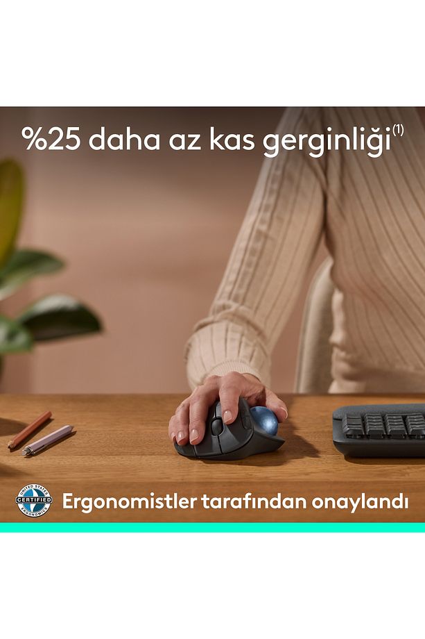 ERGO M575s Kablosuz Trackball Pc/Mac Için Ergonomik Mouse - Siyah - 5