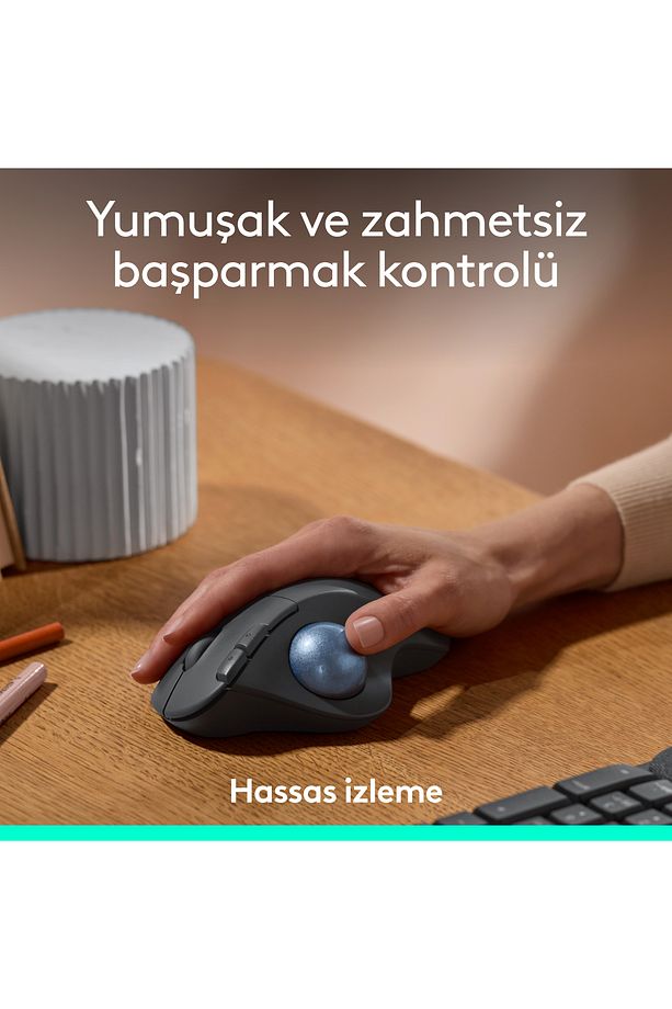 ERGO M575s Kablosuz Trackball Pc/Mac Için Ergonomik Mouse - Siyah - 3