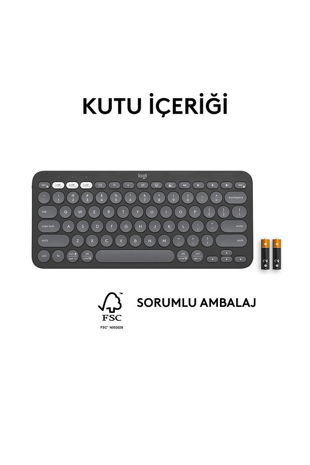 K380s Pebble Keys 2 Çoklu Cihaz Özellikli Bluetooth Türkçe Q Klavye - Siyah 920-011859 - 11