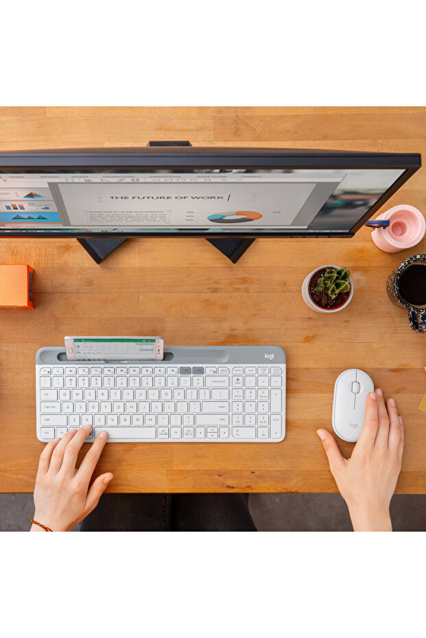 K580 Ultra İnce Çoklu Cihaz Özellikli Türkçe Bluetooth Klavye - Beyaz - 3