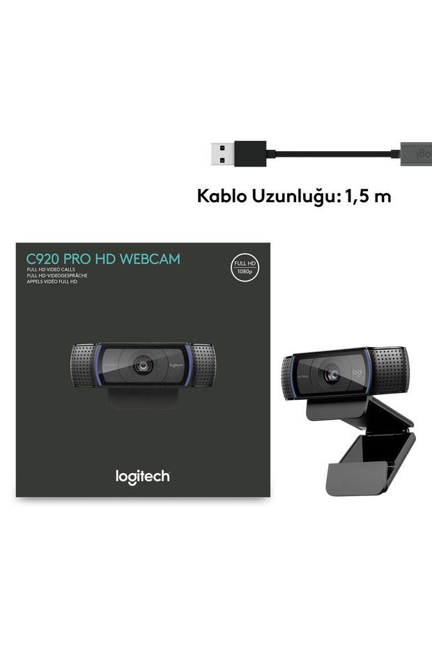 C920 PRO HD 1080p Stereo Ses ile Web Kamerası - Siyah - 10