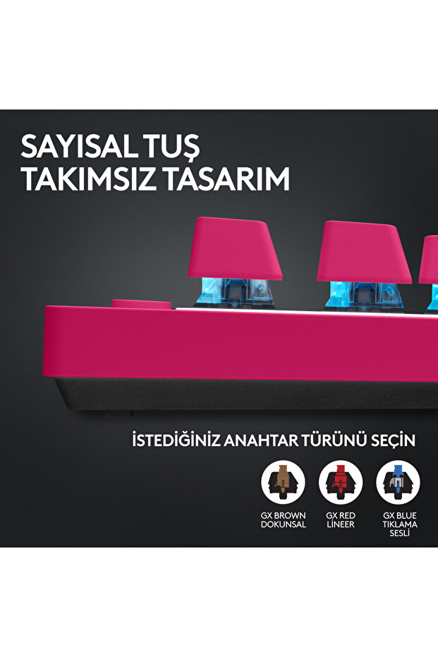 G Pro X TKL Lightspeed Kablosuz Oyuncu Klavyesi Tactile Magenta - 5