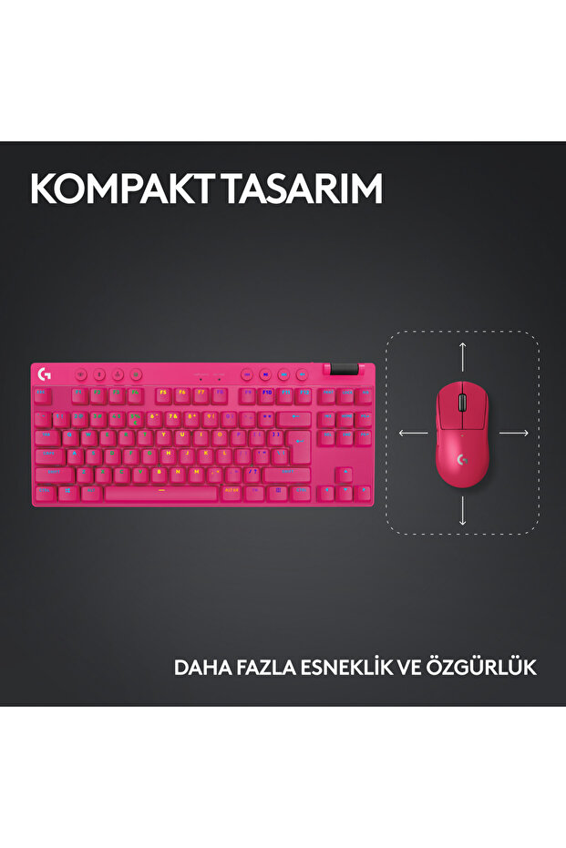 G Pro X TKL Lightspeed Kablosuz Oyuncu Klavyesi Tactile Magenta - 8