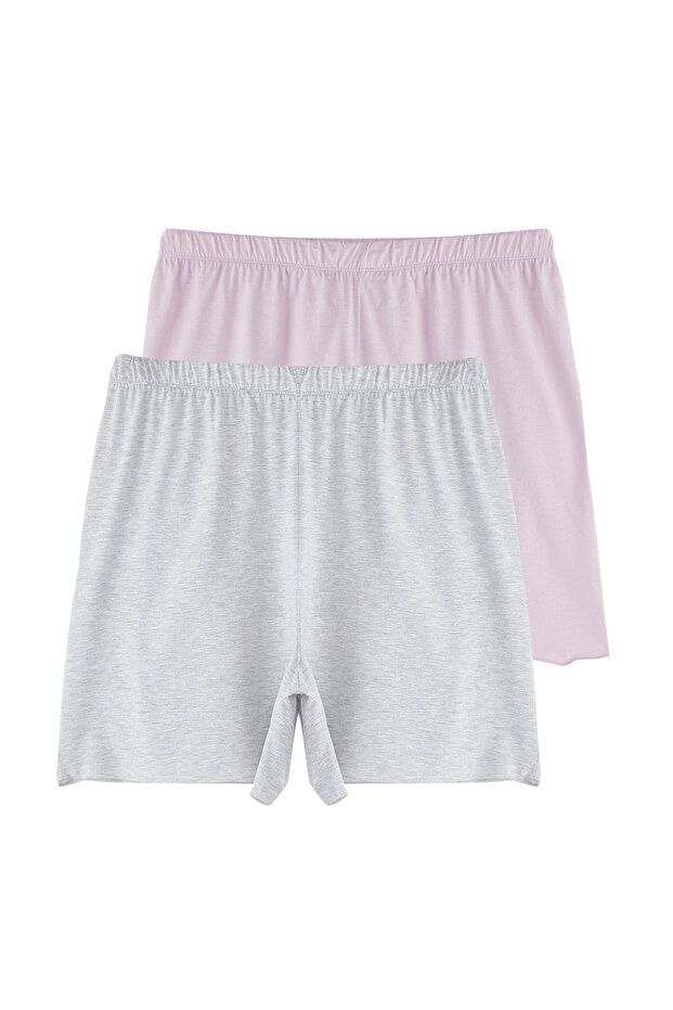 Lila-Gri Melanj Örme 2'li Büyük Beden Pijama Altı TEDSS25IA00000 - 2