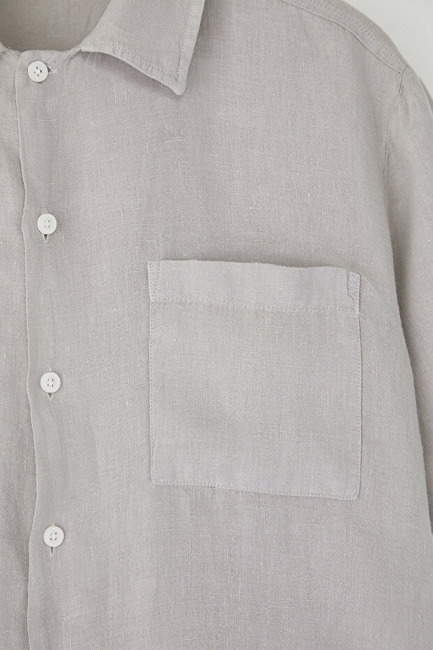 Taş %100 Keten Regular Fit Gömlek TMNSS25GO00056 - 7