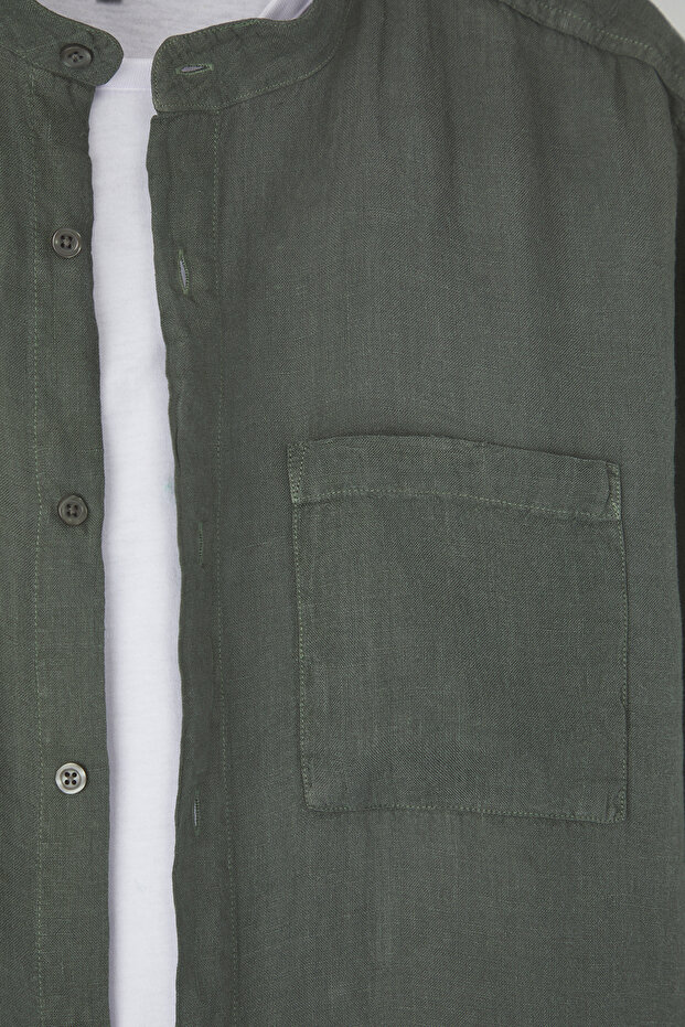 Haki %100 Keten Oversize Fit Gömlek TMNSS25GO00058 - 6