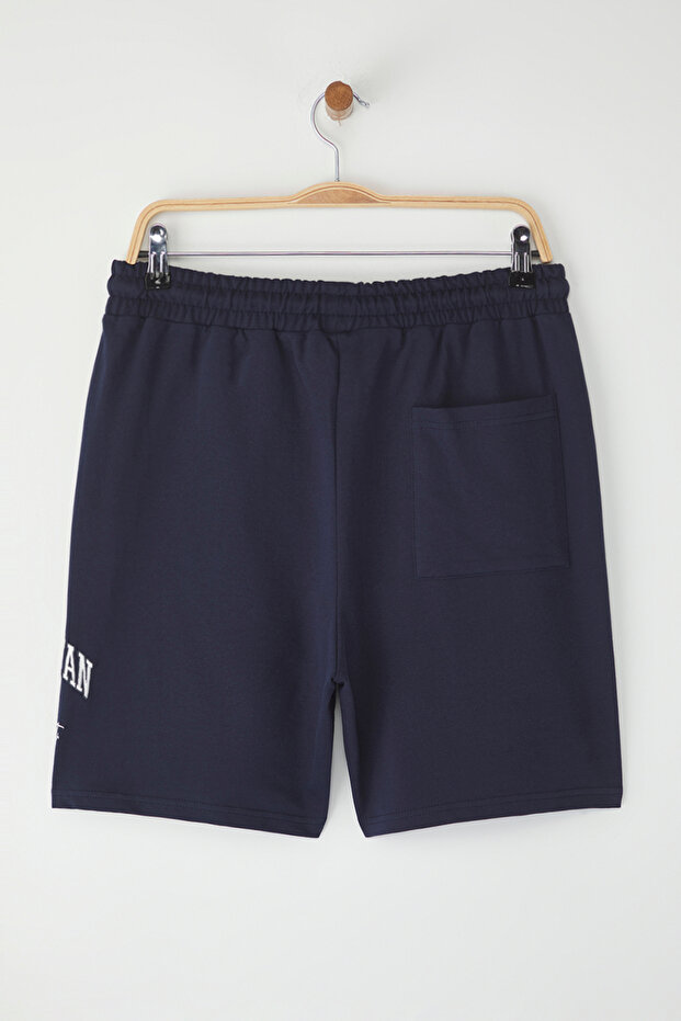 Lacivert Oversize/Geniş Kesim Manhattan Nakışlı Şort & Bermuda TMNSS25SR00036 - 8