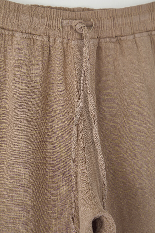 Bej %100 Keten Regular Fit Pantolon TMNSS24PL00018 - 6