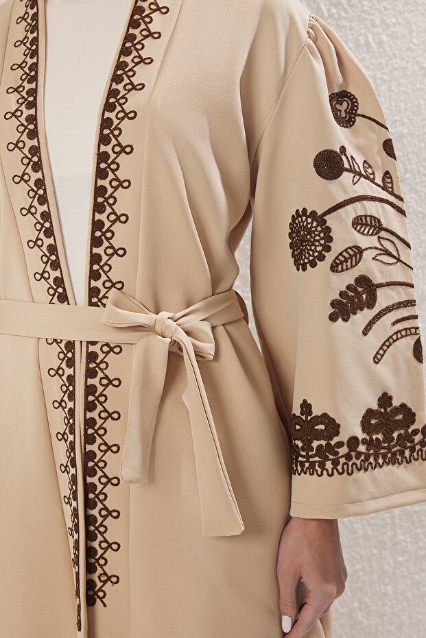 Taş Dokuma İşlemeli Kap & Ferace & Kimono TCTSS24KF00018 - 4