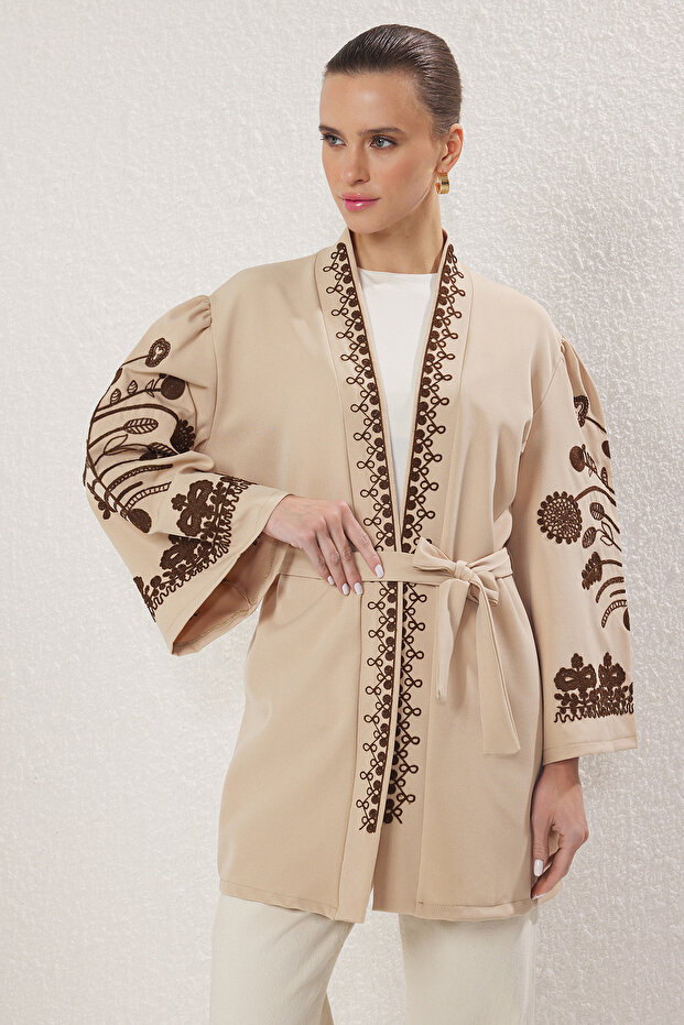 Taş Dokuma İşlemeli Kap & Ferace & Kimono TCTSS24KF00018 - 2