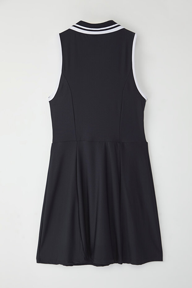 Lacivert Micro Kumaş Fermuar ve Biye Detaylı Tenis Örme Spor Elbise THMSS25EL00005 - 8