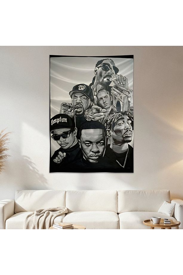Hip-Hop Duvar Örtüsü Duvar Halısı Birinci Kalite Saten Kumaş Poster - 1