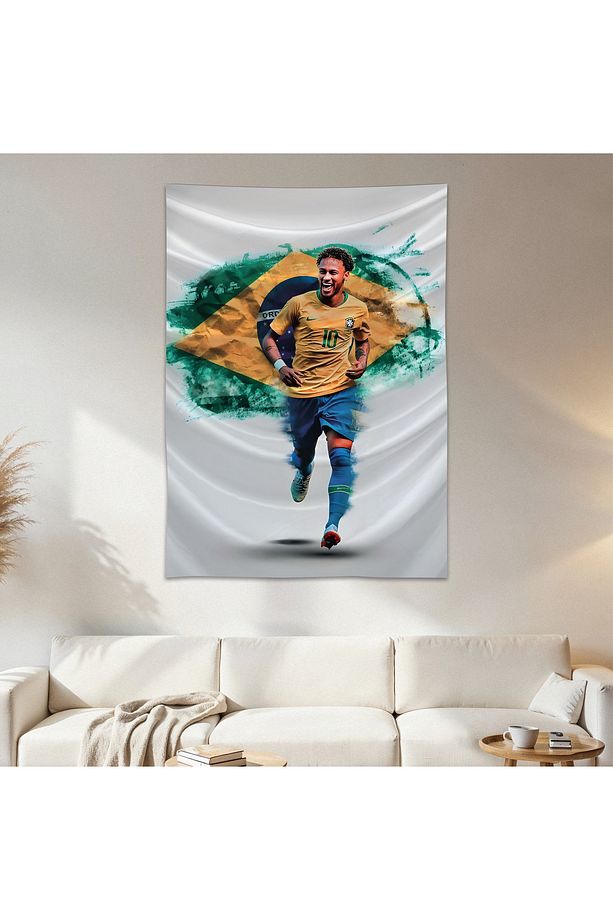 Neymar Jr. Duvar Örtüsü Duvar Halısı Birinci Kalite Saten Kumaş Poster - 1