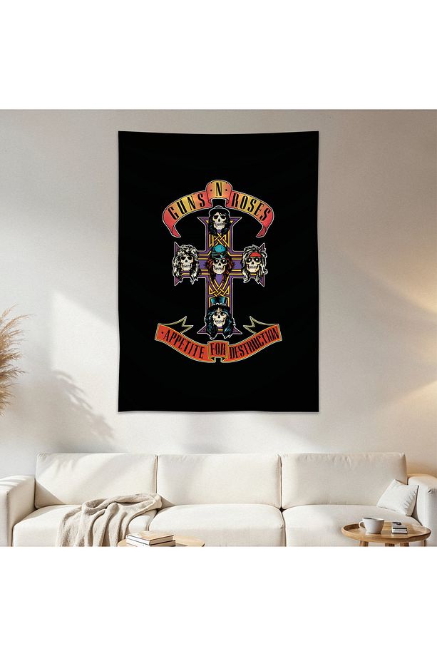 Guns N Roses Duvar Örtüsü Duvar Halısı Birinci Kalite Saten Kumaş Poster - 1