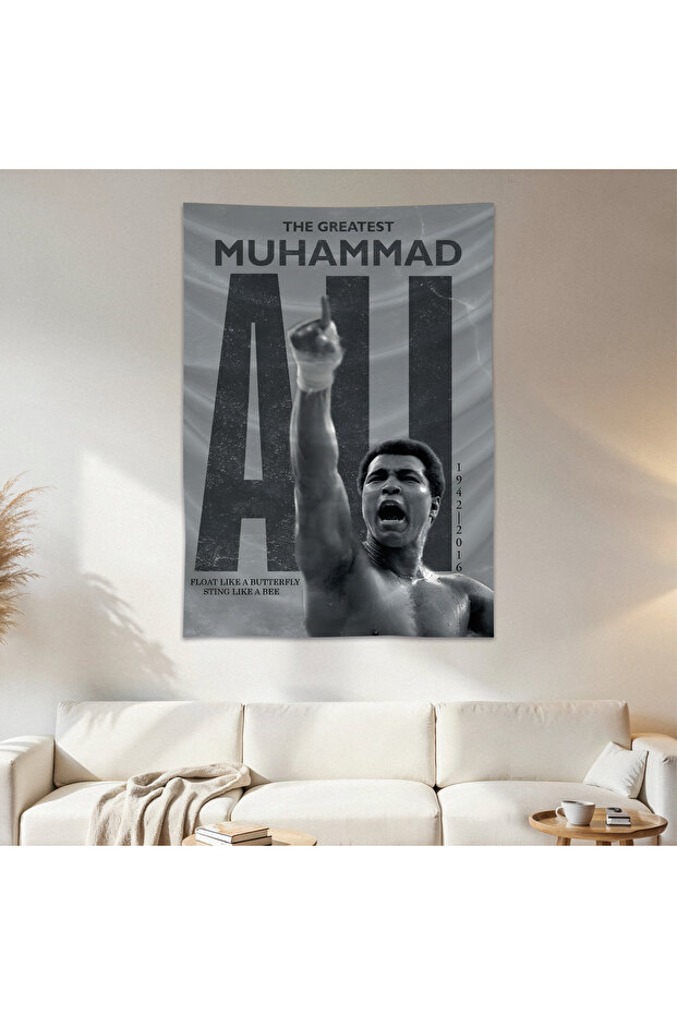 Muhammad Ali Wall Drape Wall Tapestry First Quality Satin Fabric Poster