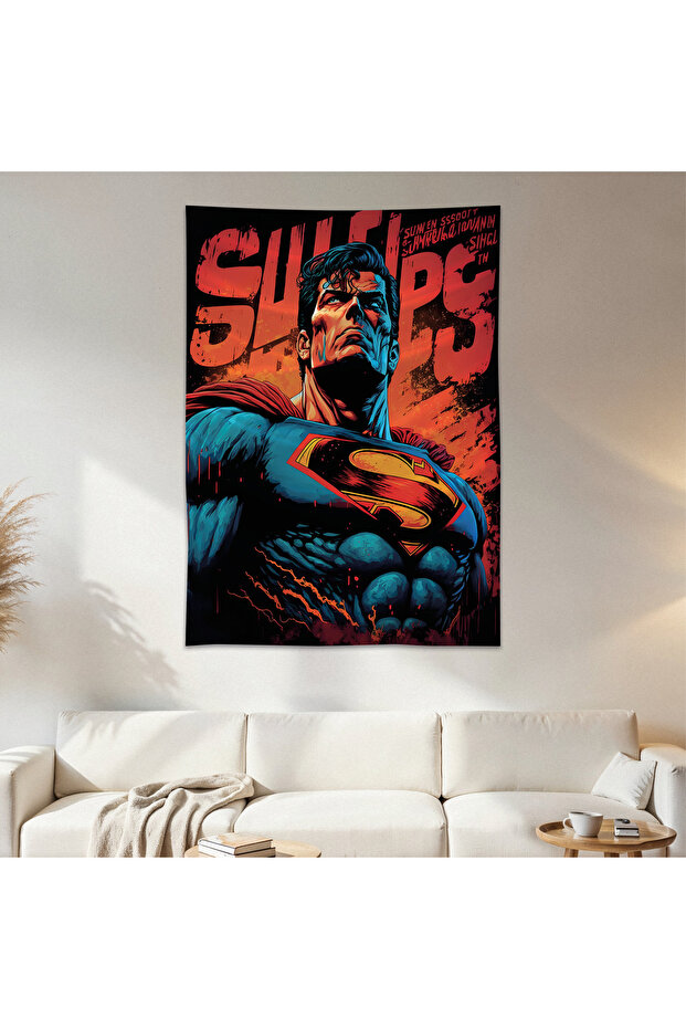 Superman Wall Covering Wall Carpet First Quality Satin Fabric Poster