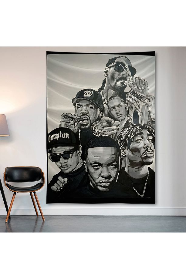 Hip-Hop Duvar Örtüsü Duvar Halısı Birinci Kalite Saten Kumaş Poster - 2