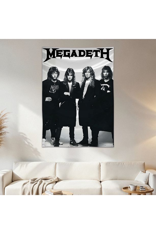 Megadeth Duvar Örtüsü Duvar Halısı Birinci Kalite Saten Kumaş Poster - 1