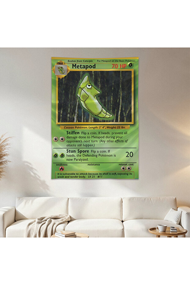 Metapod Pokemon Card Wall Cloth Wall Tapestry First Quality Satin Fabric Poster