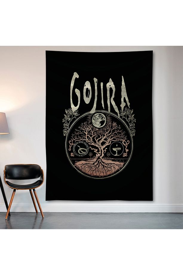 Gojira Duvar Örtüsü Duvar Halısı Birinci Kalite Saten Kumaş Poster - 2