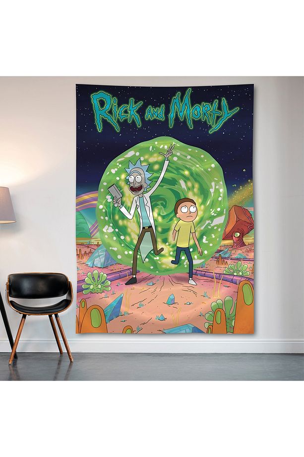 Rick And Morty Duvar Örtüsü Duvar Halısı Birinci Kalite Saten Kumaş Poster - 2