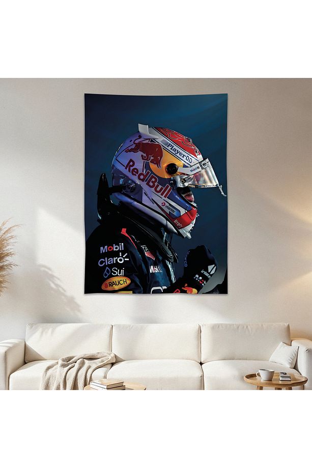 Max Verstappen Duvar Örtüsü Duvar Halısı Birinci Kalite Saten Kumaş Poster - 1