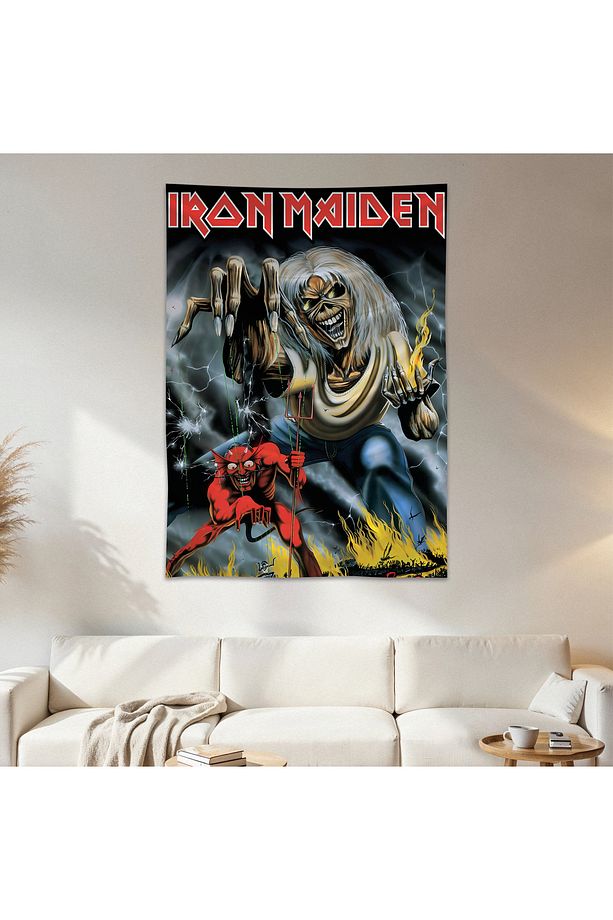 Iron Maiden Duvar Örtüsü Duvar Halısı Birinci Kalite Saten Kumaş Poster - 1