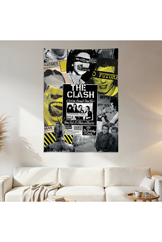 ملصق جداري من قماش الساتان عالي الجودة من The Clash Wall Cloth