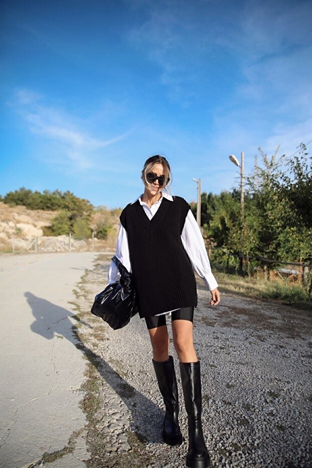 Dámsky čierny V-výstrih s rozparkom Ropa 65-70-50 C Veľkosti - 2