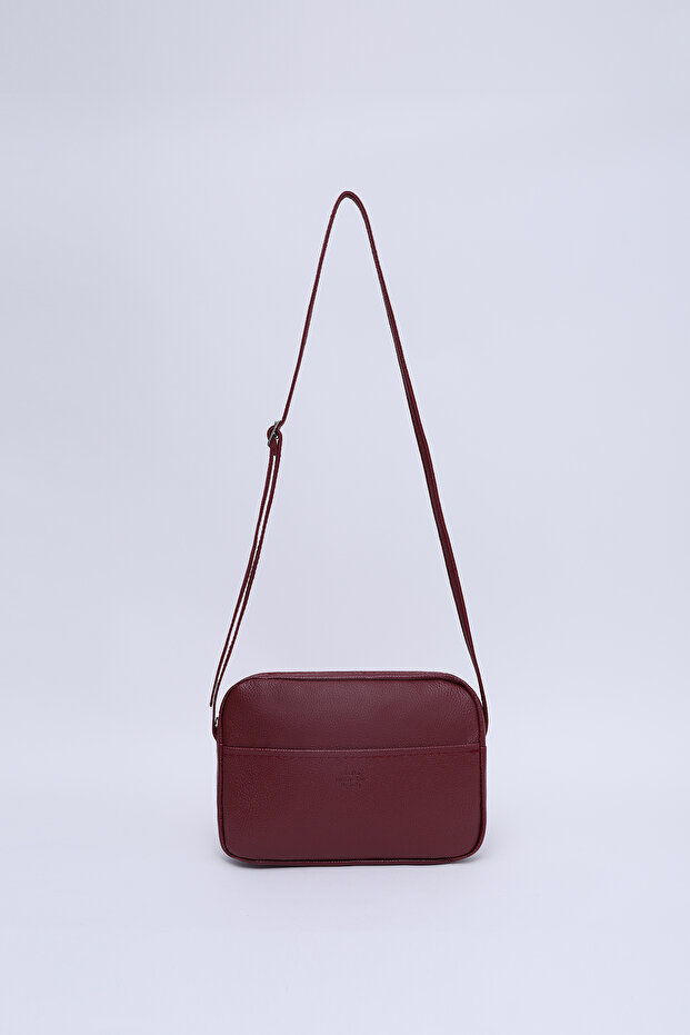 Burgundy Shk22 Single Zipper Front Pocket Adjustable Cross Strap Women's Mini Urban Shoulder Bag L:16 E:20
