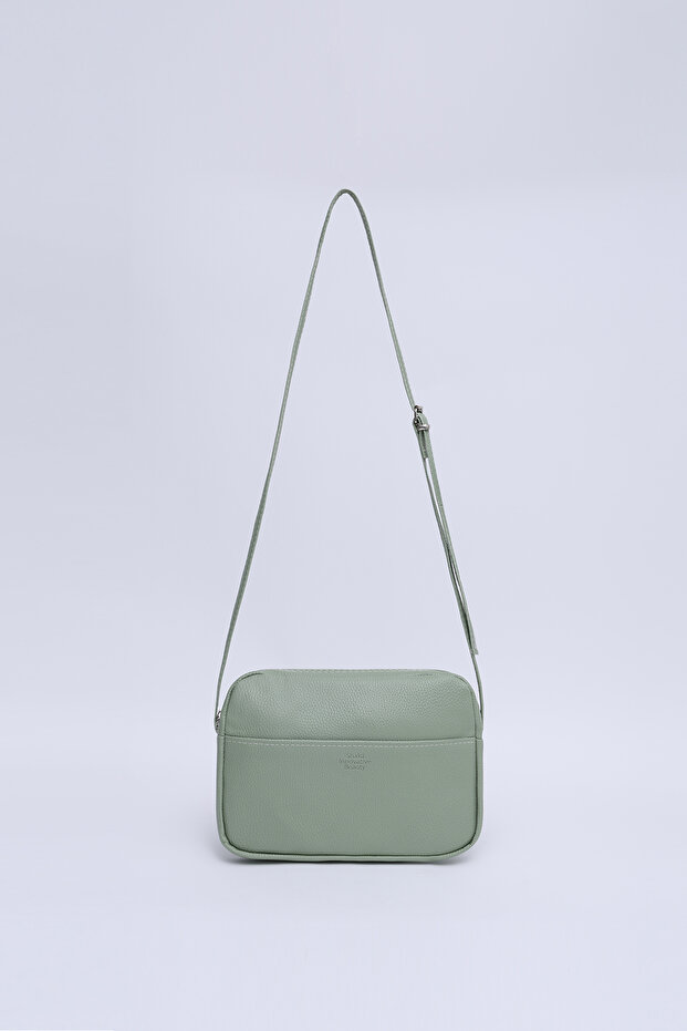 Green Shk22 Single Zipper Front Pocket Adjustable Cross Strap Women's Mini Urban Shoulder Bag L:16 E:20