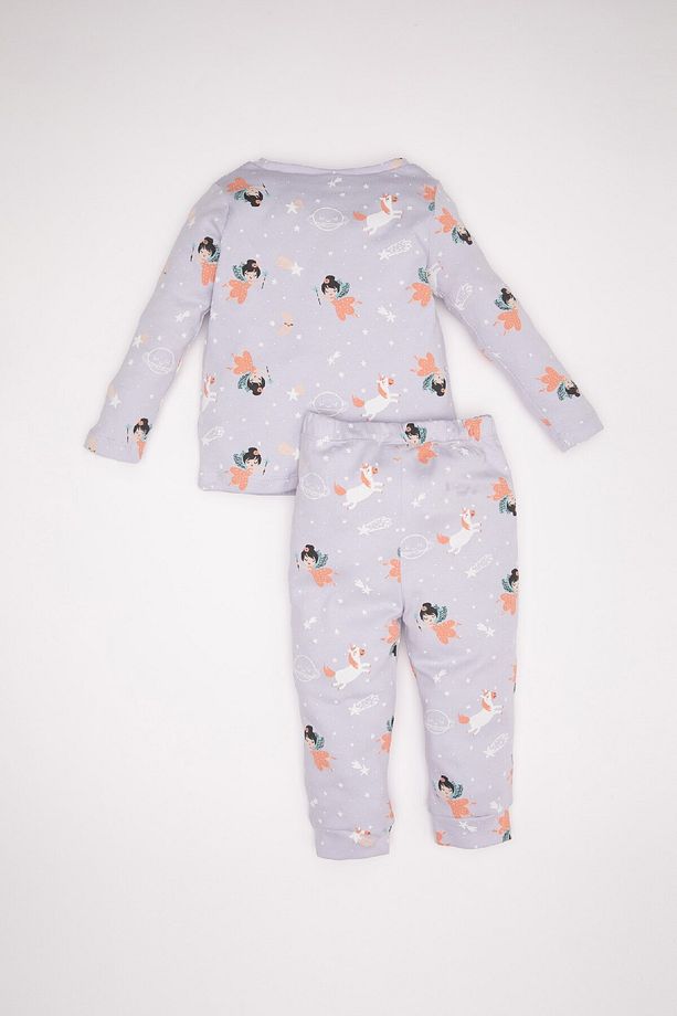 Kız Bebek Pijama Takım Desenli Uzun Kollu Üst Beli Lastikli Uzun Alt D3622a524wn - 4