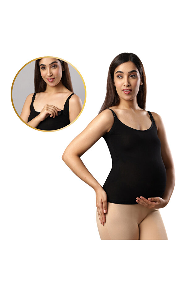 Seemless Maternity & Nursing Feeding Support Vest - Black