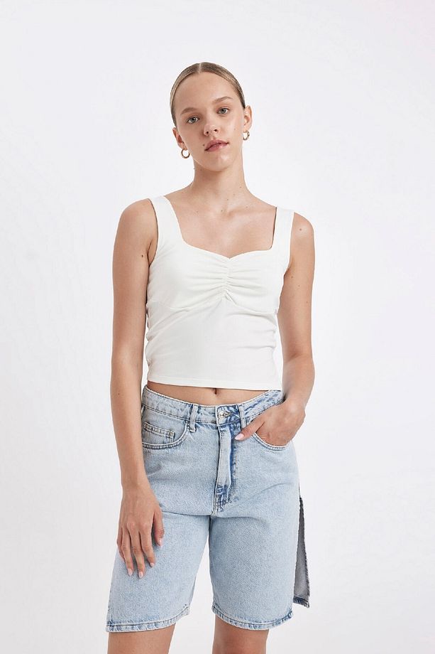 Yüksek Bel Jean Bermuda Şort D4580ax24hs - 5