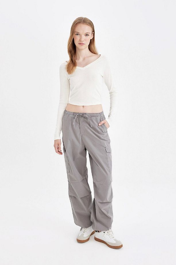 Coool Paraşüt Poplin Pantolon Basic Düz Cepli Beli Lastikli A6266ax24au - 2