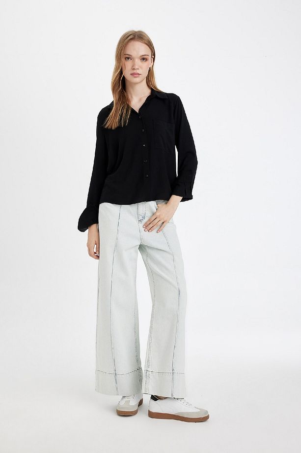 Regular Fit Basic Düz Düğmeli Uzun Kollu Gömlek N2518az24au - 2