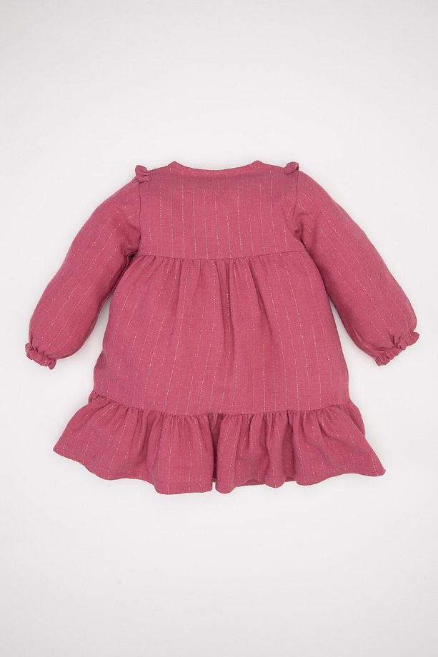 Kız Bebek Uzun Kollu Simli Kumaş Fırfırlı Elbise D3808a524au - 4