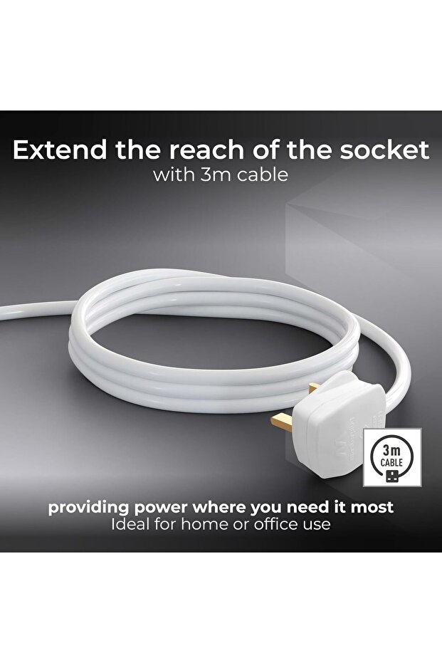 سلك تمديد 4 مقابس بطول 3 أمتار 13 أمبير - 6