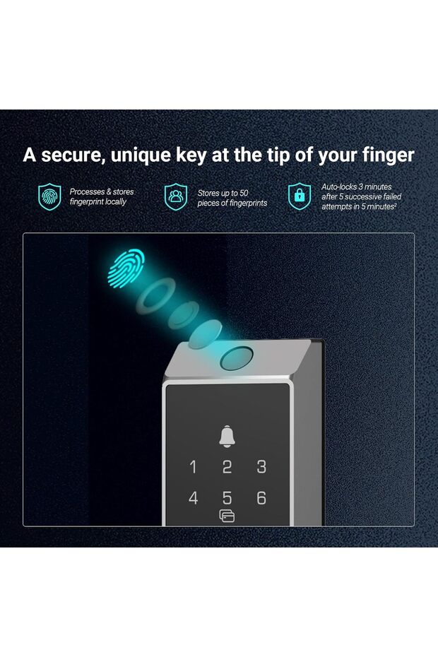 DL04 Pro Smart Lock – 5-in-1 Keyless Entry with Fingerprint Access, Bluetooth & Wi-Fi Enable - 3