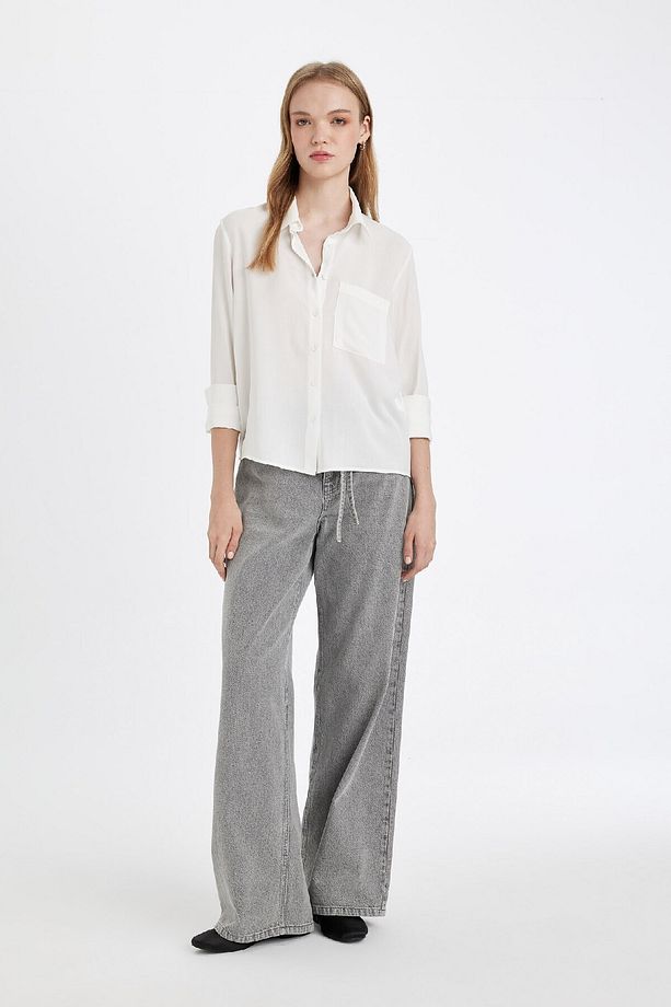 Regular Fit Basic Düz Düğmeli Uzun Kollu Gömlek N2518az24au - 2