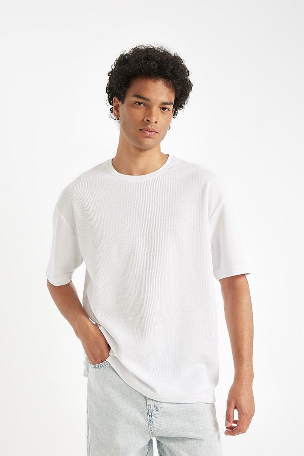 Comfort Regular Fit Rahat Kesim Bisiklet Yaka Kısa Kollu Ağır Kumaş Basic Düz Tişört B4444ax24au - 4
