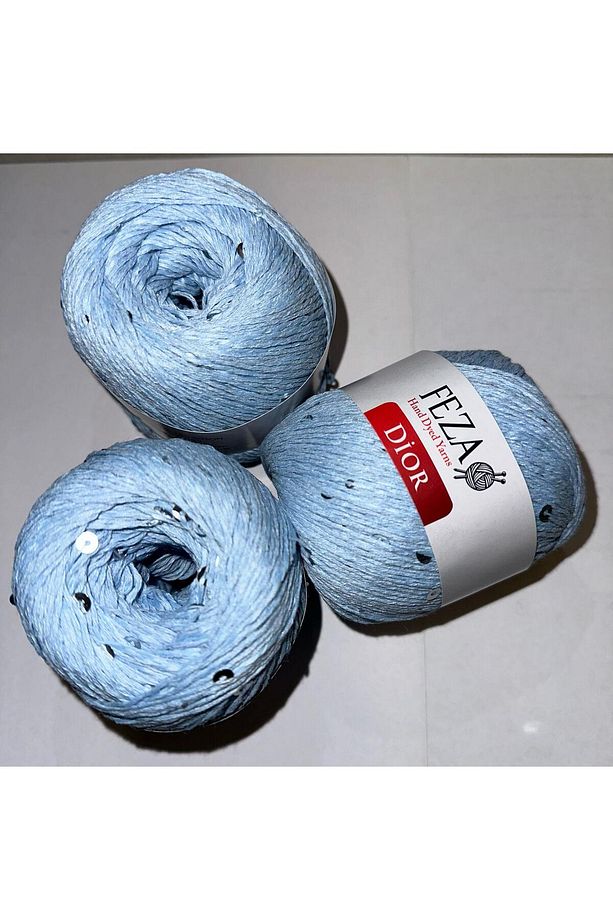 Pullu Örgü Ipi 604-açık Mavi Cotton-pamuk Ince Pullu Örgü Ipi % 75 Pamuk 100 gr 310 M D'ior 1 Adet - 1