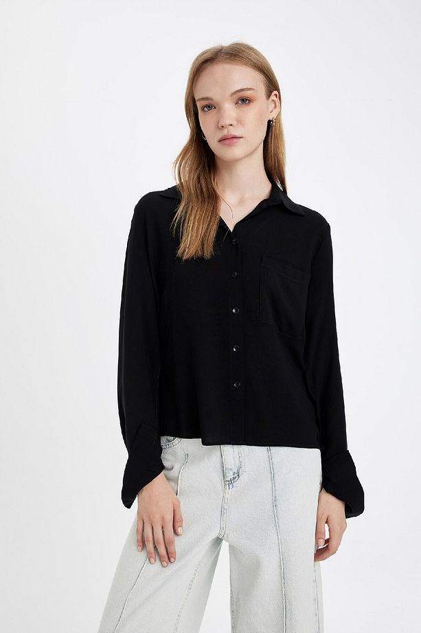 Regular Fit Basic Düz Düğmeli Uzun Kollu Gömlek N2518az24au - 3
